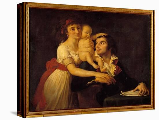 Portrait of Camille Desmoulins (1760-1794) His Wife Lucile (1771-1794) and their Son Horace Camille-Jacques Louis David-Premier Image Canvas