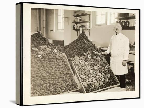 Portrait of Chef Leoni with Bins of Doughnuts for the Salvation Army at the Hotel Commodore, 1919-Byron Company-Premier Image Canvas