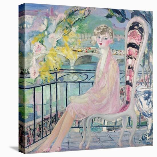Portrait of Dolly Davis on a Balcony in Front of the Old Bridge of Alma-Jacqueline Marval-Premier Image Canvas