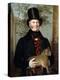 Portrait of Edward Cross, Half-Length, in a Black Coat and Red-Check Waistcoat Holding a Lion Cub-Jacques-Laurent Agasse-Premier Image Canvas