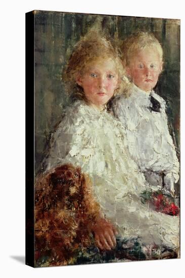 Portrait of Elizabeth and Charles Williamson with Their Pet Dog-Antonio Mancini-Premier Image Canvas