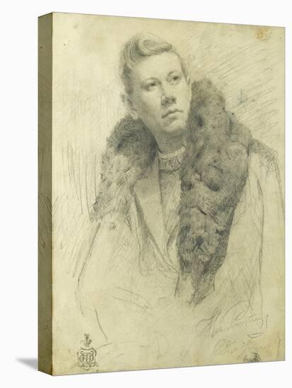 Portrait of Feodor Chaliapin, 1888 (Pencil on Paper)-Ilya Efimovich Repin-Premier Image Canvas