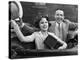 Portrait of Happy Couple Waving in Car-null-Stretched Canvas
