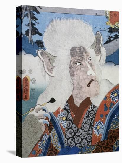 Portrait of Kabuki Theatre Actor Morita Karya Wearing Zoomorphic Mask-null-Premier Image Canvas