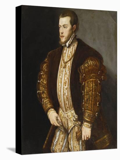 Portrait of King Philip II of Spain, in Gold-Embroidered Costume with Order of the Golden Fleece-Titian (Tiziano Vecelli)-Premier Image Canvas