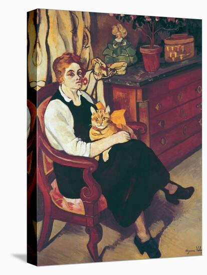 Portrait of Lily Walton with Raminou (Portrait De Miss Lily Walton Avec Raminou)-Suzanne Valadon-Premier Image Canvas