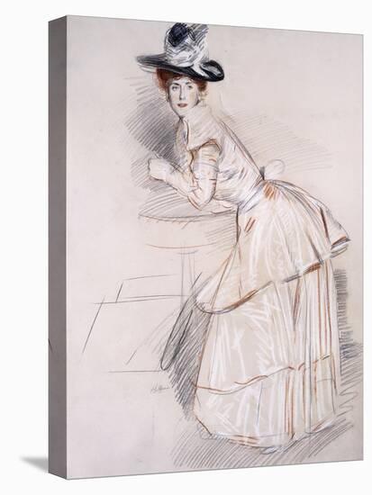 Portrait of Madame Helleu Leaning on a Table-Paul Cesar Helleu-Premier Image Canvas