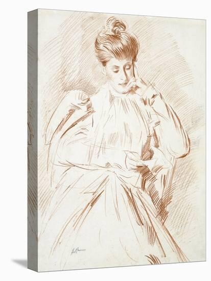 Portrait of Madame Helleu, Reading-Paul Cesar Helleu-Premier Image Canvas
