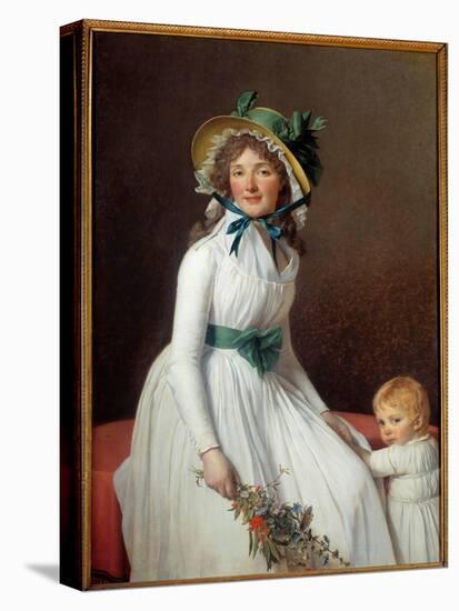 Portrait of Madame Seriziat, Sister of the Wife of the Artist with Her Son Emile Painting by Jacque-Jacques Louis David-Premier Image Canvas