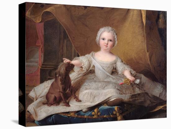 Portrait of Marie-Zephyrine (1750-55) of France with Her Dog, 1751 (Oil on Panel)-Jean-Marc Nattier-Premier Image Canvas