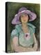 Portrait of Marthe Lebasque in a Purple Hat, 1925-26-Henri Lebasque-Premier Image Canvas
