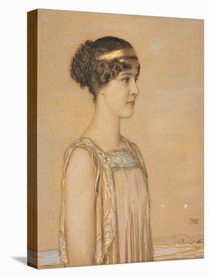 Portrait of Mary in Greek Costume, 1910 (Pencil and Chalk on Cardboard)-Franz von Stuck-Premier Image Canvas