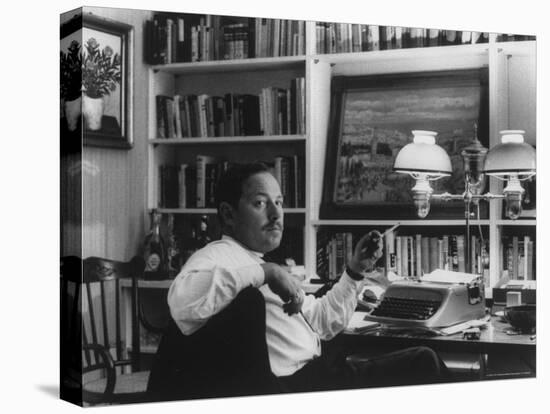 Portrait of Playwright Tennessee Williams Sitting at His Typewriter-Alfred Eisenstaedt-Premier Image Canvas