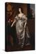 Portrait of Queen Henrietta-Maria, Full Length Wearing a Grey Satin Dress, by a Table, with a…-Sir Anthony Van Dyck (Follower of)-Premier Image Canvas