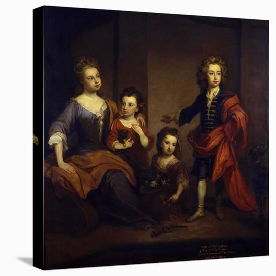 Portrait of Richard Boyle, 3rd Earl of Burlington, with His Three Sisters, Elizabeth, Juliana and…-Godfrey Kneller-Premier Image Canvas