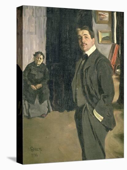 Portrait of Sergei Pavlovich Diaghilev with His Nurse, 1906-Leon Bakst-Premier Image Canvas