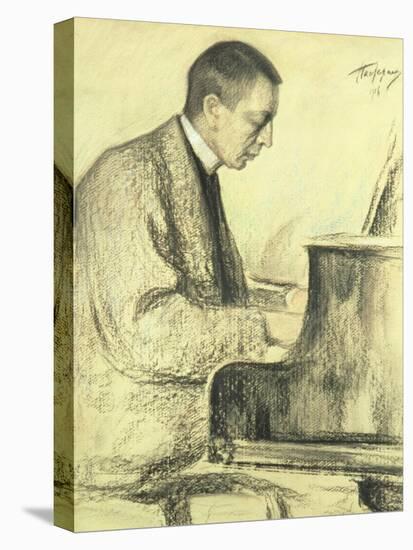 Portrait of Sergei Vasilievich Rachmaninov at the Piano, 1916-Leonid Osipovic Pasternak-Premier Image Canvas