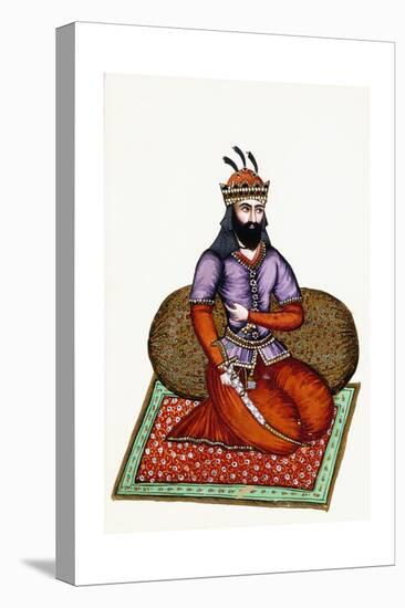 Portrait of Shah Garshab, 19th Century (W/C and Gold Paint on Ivory Paper)-null-Premier Image Canvas