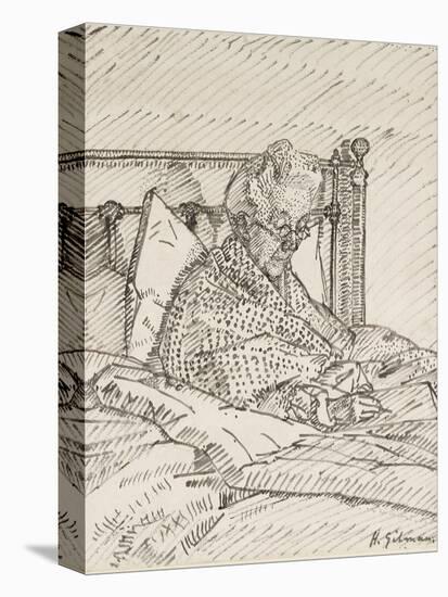 Portrait of the Artist's Mother Writing in Bed (Reed Pen and Grey Ink over Indications in Red Chalk-Harold Gilman-Premier Image Canvas