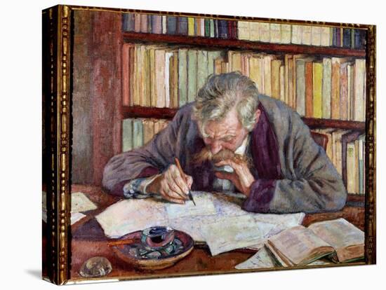 Portrait of the Belgian Poet Emile Verhaeren (1885-1916) at His Office, 20Th Century (Oil on Canvas-Theo Van Rysselberghe-Premier Image Canvas