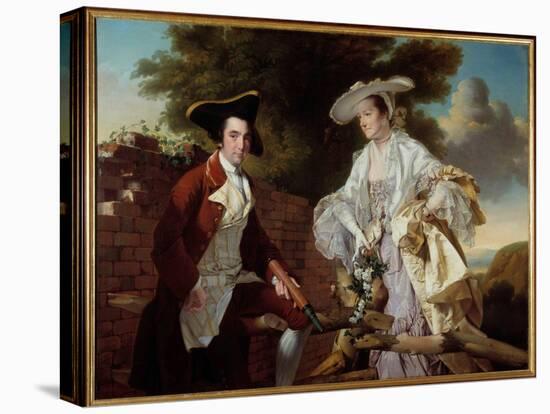 Portrait of the Cartographer Peter Perez Burdett (1735-1793) and His Wife Hannah Painting by Joseph-Joseph Wright of Derby-Premier Image Canvas