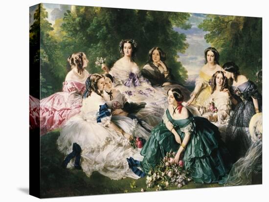 Portrait of the Empress Eugenie Surrounded by Her Ladies in Waiting-Franz Xaver Winterhalter-Stretched Canvas