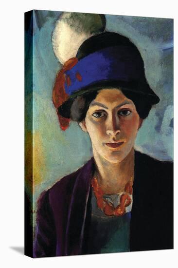 Portrait of The Wife of The Artist with a Hat-Auguste Macke-Stretched Canvas