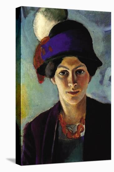 Portrait of The Wife of The Artist with a Hat-Auguste Macke-Stretched Canvas