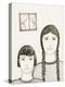Portrait of Two Girls, Black and White Drawing-Marie Bertrand-Premier Image Canvas