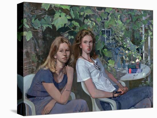 Portrait of two girls, seated indoors, with grapevine, 1993-John Stanton Ward-Premier Image Canvas