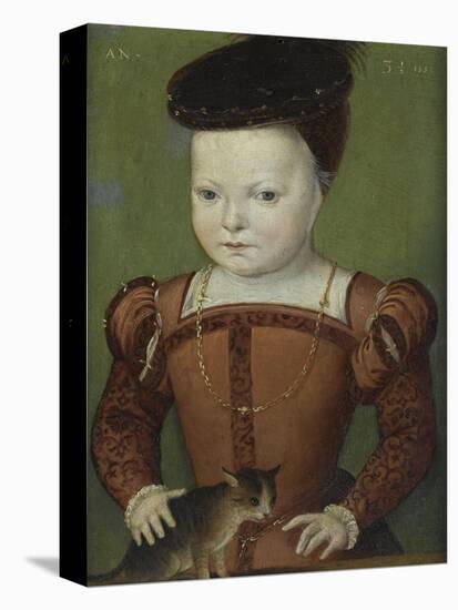 Portrait présumé de Charles IX à l'âge de trois ans et demi, jouant avec un chat-Mannier Germain Le-Premier Image Canvas