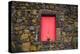 Portugal, Azores, Pico Island, Madalena. Red doors on barn-Walter Bibikow-Premier Image Canvas