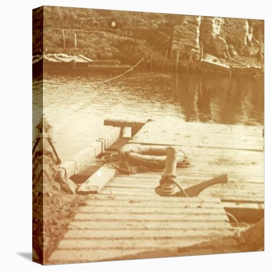 Post on the riverbank, Diksmuide, Belgium c1914-c1918-Unknown-Premier Image Canvas