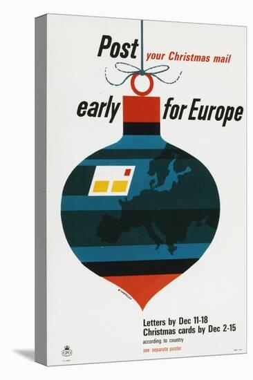 Post Your Christmas Mail Early for Europe-Tom Eckersley-Stretched Canvas