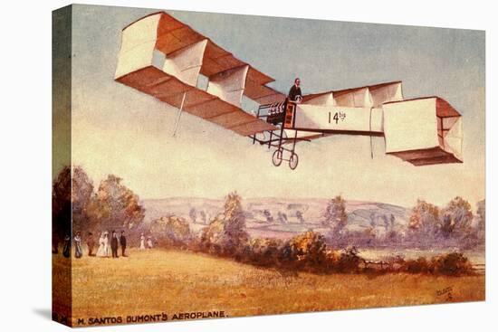 Postcard depicting the Santos-Dumont 14-bis aeroplane, c. 1910 (colour litho)-English School-Premier Image Canvas
