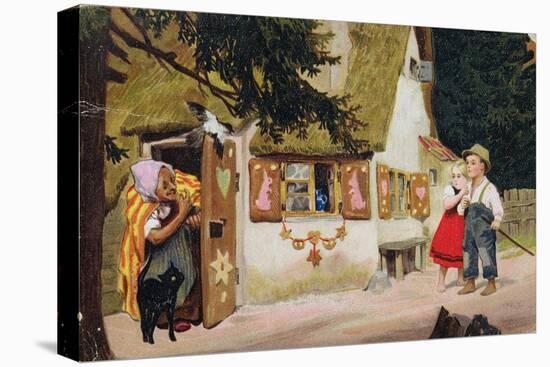 Postcard Depicting the Witch Inviting Hansel and Gretel to Enter the Gingerbread House, c.1910-null-Premier Image Canvas