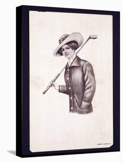 Postcard of woman holding golf club, c1900-Unknown-Premier Image Canvas