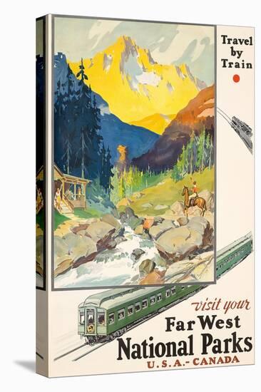 Poster adverting train travel to National Parks. Printed by Newman-Monroe Co., Chicago, ca. 1930-null-Premier Image Canvas