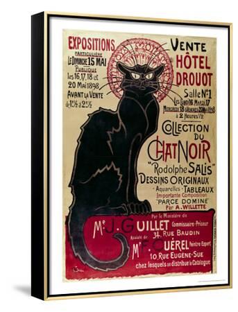 Poster Advertising An Exhibition Of The Collection Du Chat Noir Cabaret At The Hotel Drouot Paris Framed Canvas Print By Théophile Alexandre Steinlen