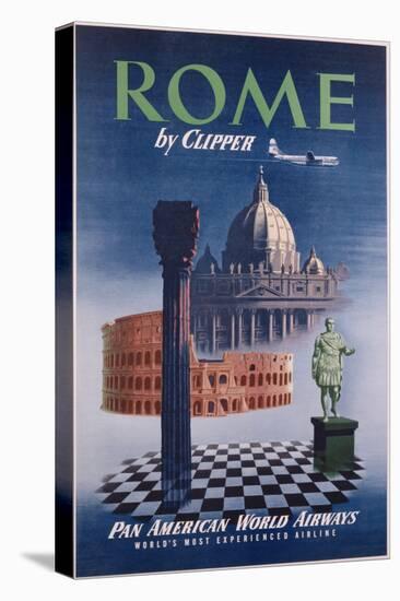 Poster Advertising Flights to Rome by Clipper, Produced by Pan American Airlines, C.1950-null-Premier Image Canvas