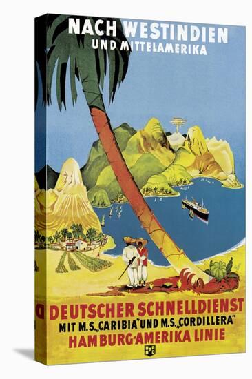Poster Advertising 'Hamburg-Amerika Linie' Routes to the West Indies and Central America-German School-Premier Image Canvas
