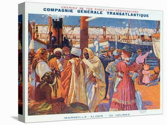 Poster Advertising the 'Compagnie Generale Transatlantique' Boat Service-David Dellepiane-Premier Image Canvas