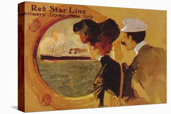 Poster Advertising the 'Red Star Line' from Antwerp to New York Via Dover-English School-Premier Image Canvas