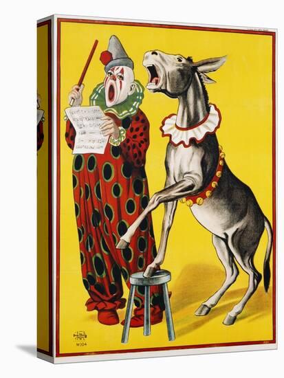 Poster Depicting a Clown and Donkey Singing-null-Premier Image Canvas