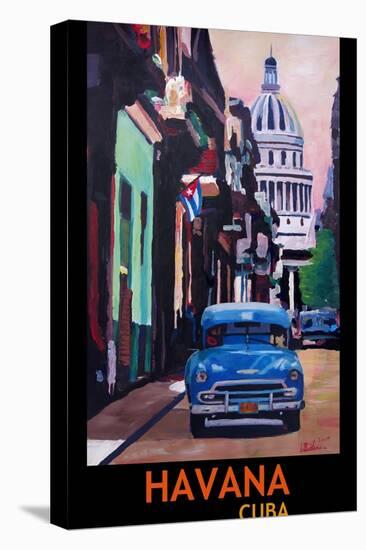 Poster Havana Cuba Street Scene Oldtimer Vintage-Markus Bleichner-Stretched Canvas