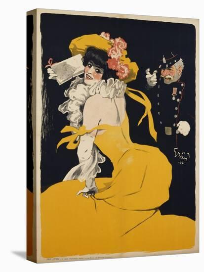 Poster of a Woman in a Yellow Dress by Jules Alexandre Grun-null-Premier Image Canvas