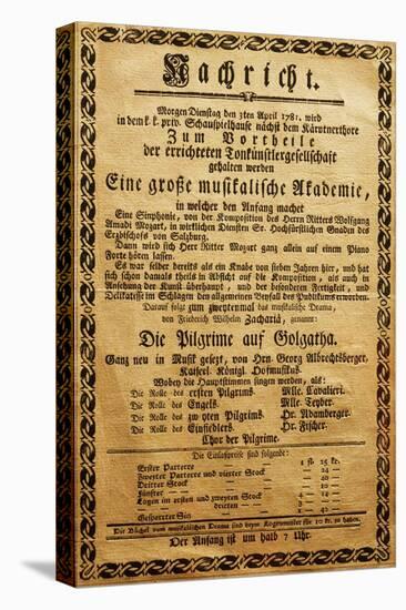 Poster of Great Music Academy for April 3, 1781, with Symphony by Wolfgang Amadeus Mozart-null-Premier Image Canvas