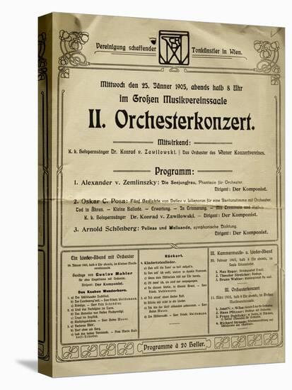 Poster of Society of Friends of Music in Vienna in 1905, with Music by Arnold Schoenberg-null-Premier Image Canvas