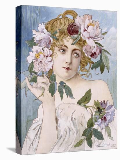 Poster of Young Woman with Flowers in Hair by Gaston-Gerard-null-Premier Image Canvas