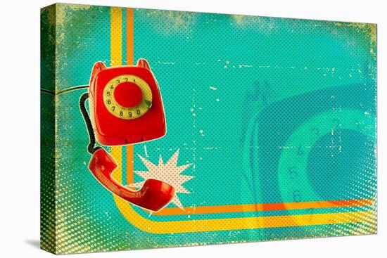 Poster With Old Fashioned Telephone On Retro Paper Texture-GeraKTV-Stretched Canvas